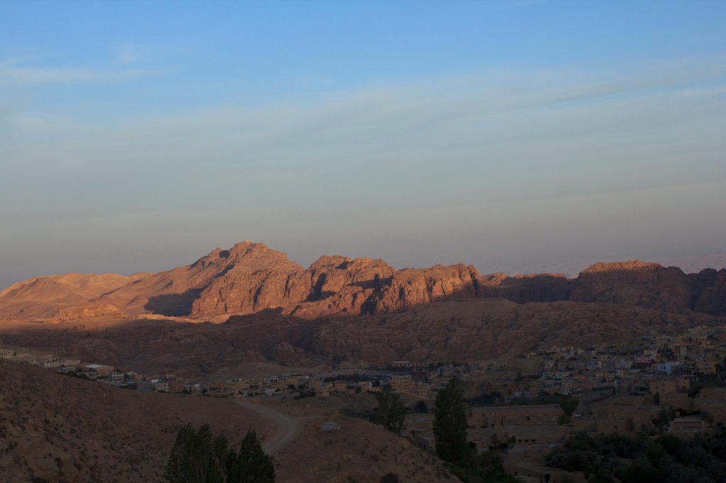 03-Sunrise over the Petra Mountains from our hotel in Wadi Musa.jpg - Sunrise over the Petra Mountains from our hotel in Wadi Musa